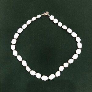 Fancy Mixed Shape Cabochon Blue Opal 30 Nugget Sterling Silver Bead Necklace